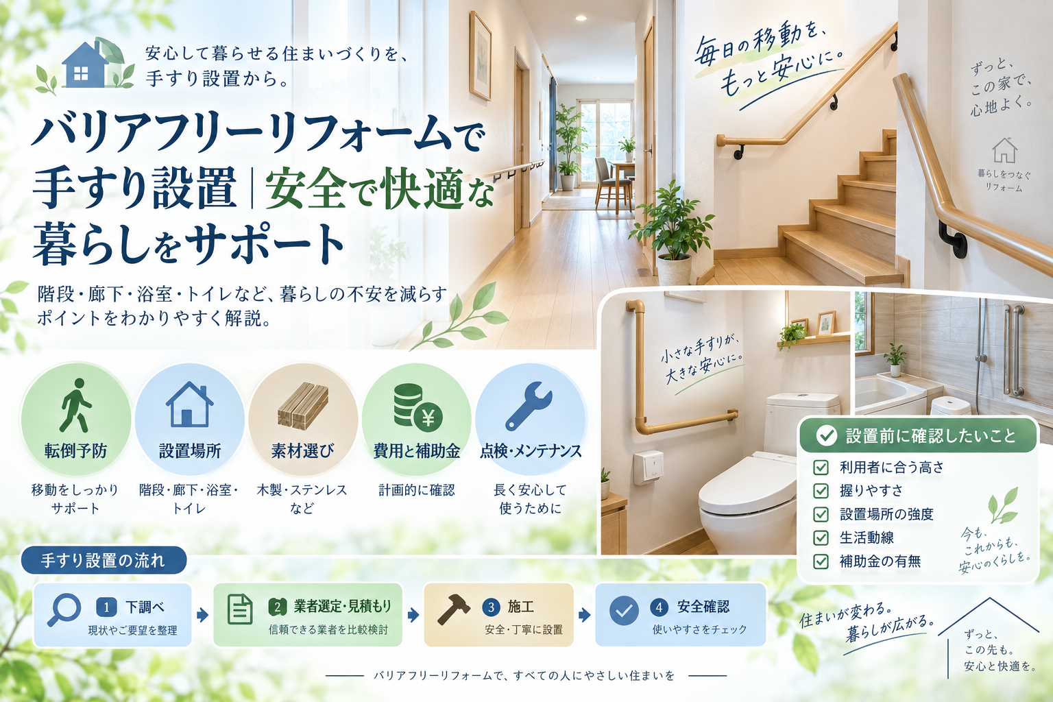 バリアフリーリフォームで手すり設置｜安全で快適な暮らしをサポート