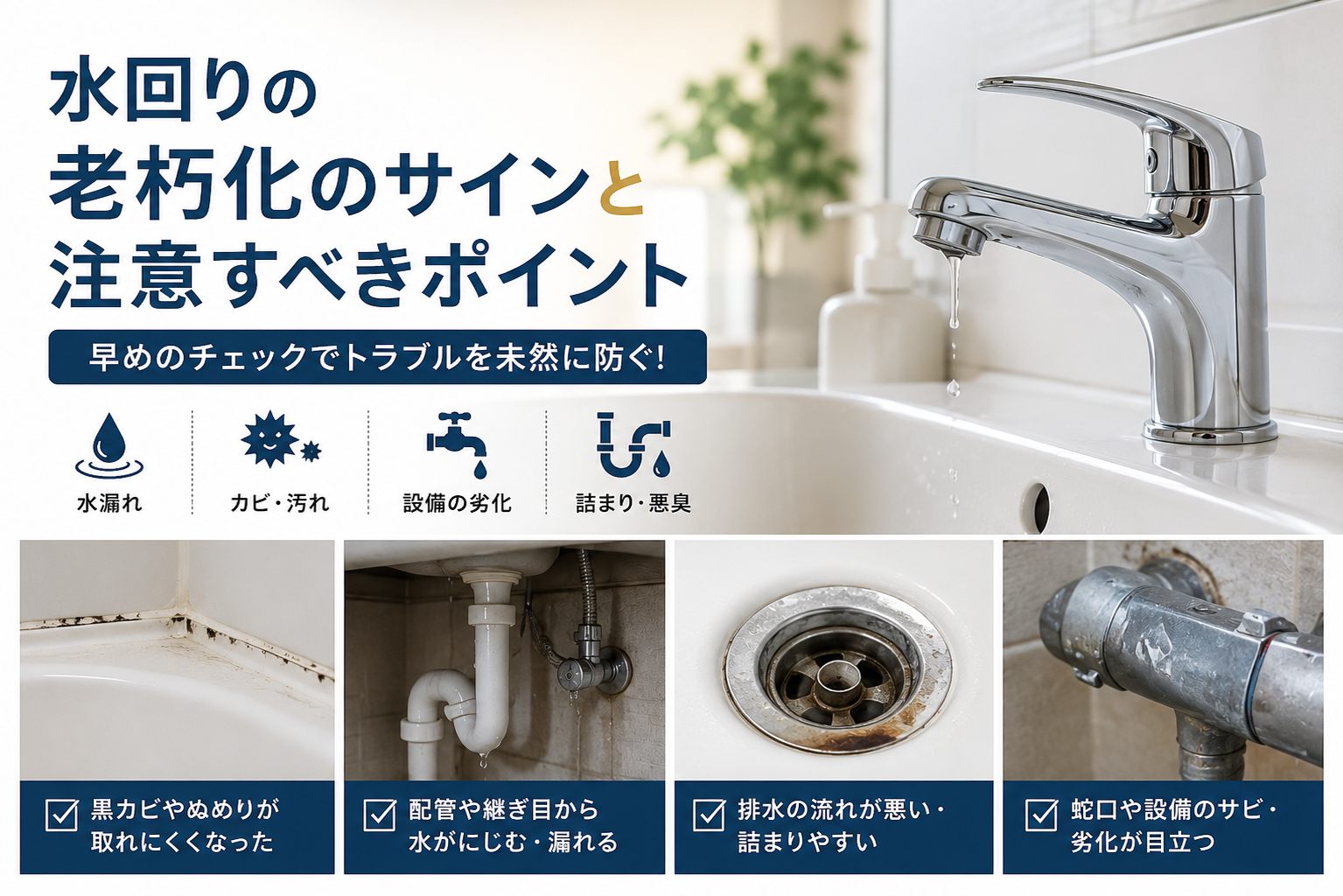 水回りの老朽化のサインと注意すべきポイント