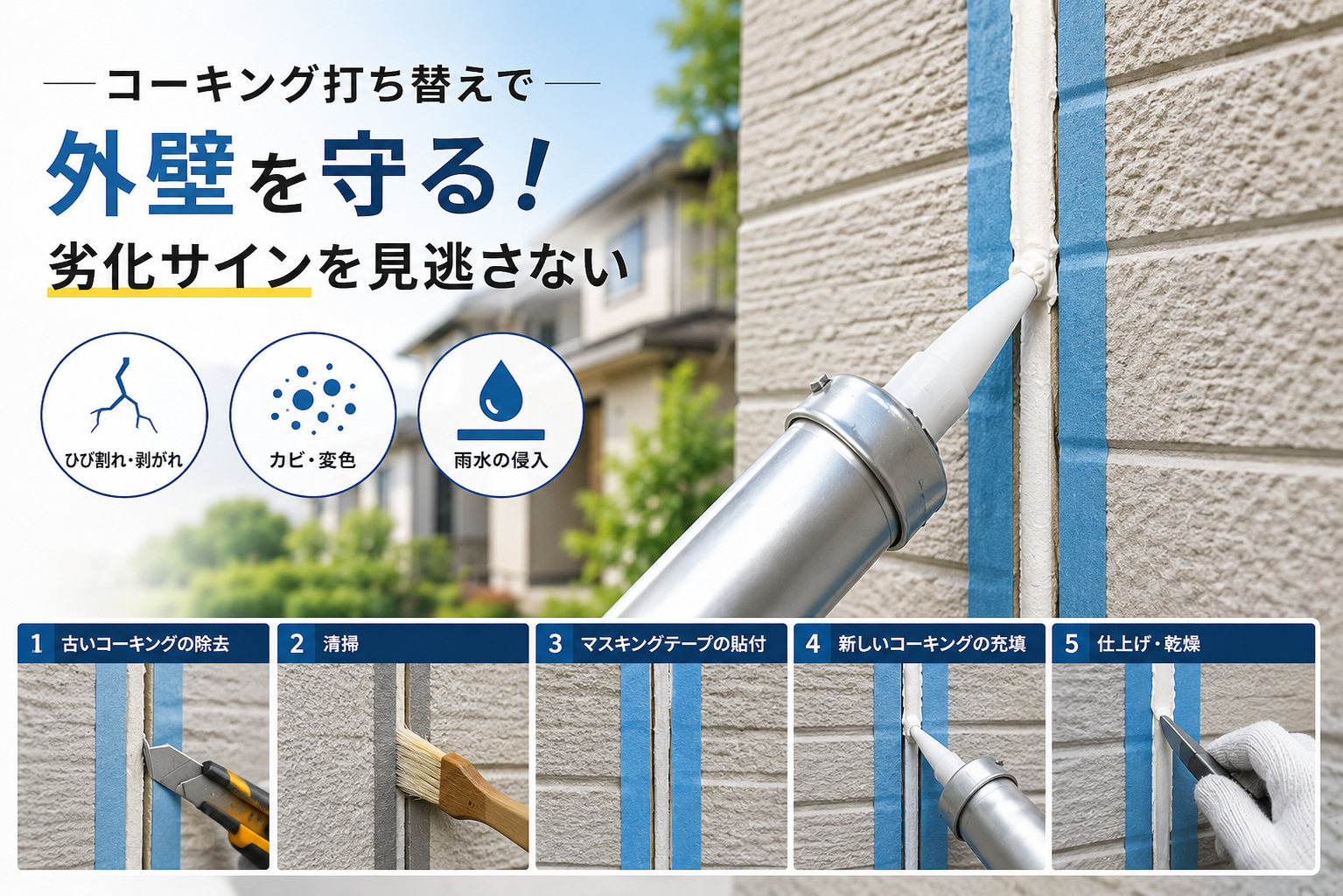 外壁のコーキング打ち替え｜劣化を防ぎ快適な住環境を守るポイント